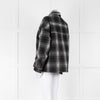 All Saints Black Grey Check Button Front Pocket jacket