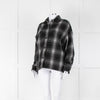 All Saints Black Grey Check Button Front Pocket jacket