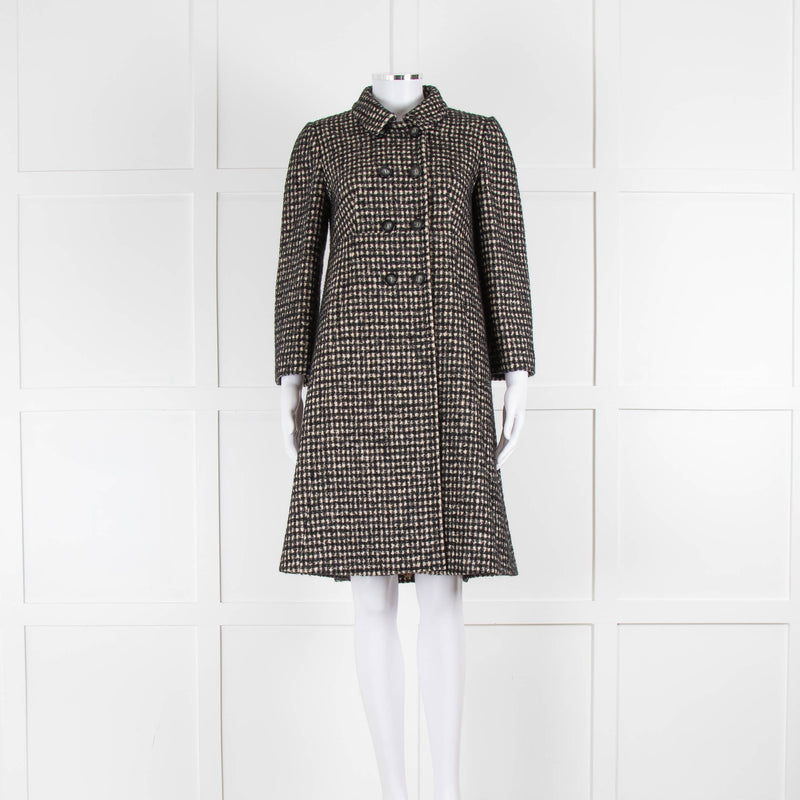 Dolce & Gabbana Black Cream Houndstooth Coat