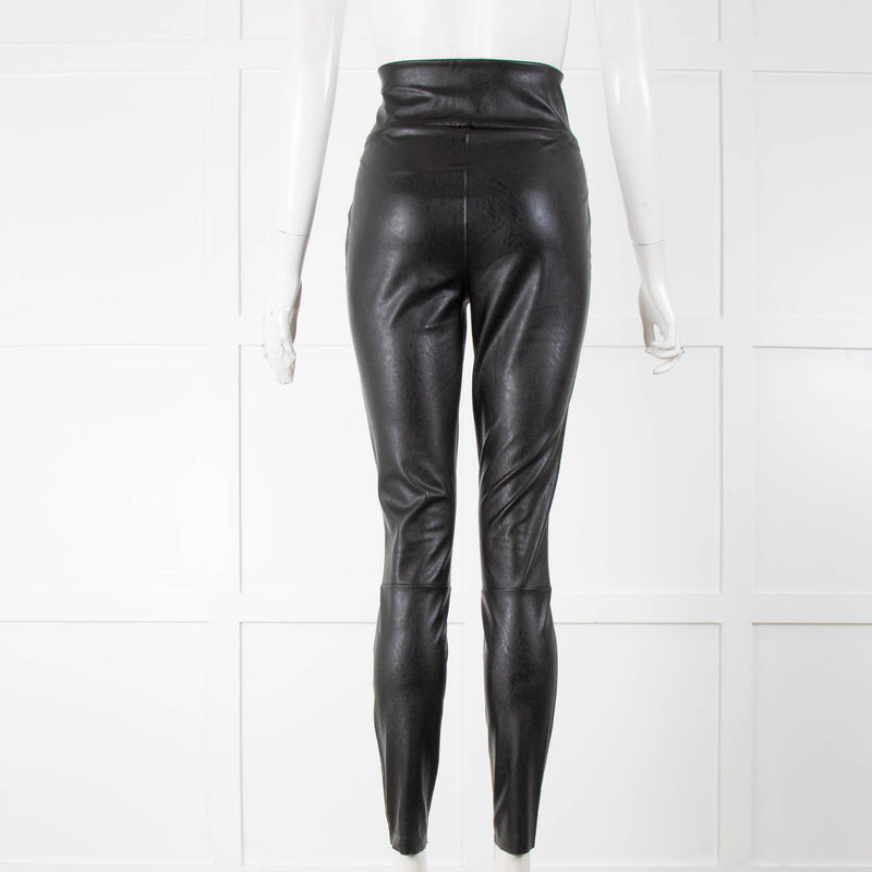 Paige Faux Black Leather Pull On Leggings