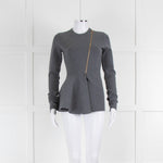 Stella McCartney Grey Knit Zip Up Peplum Jacket