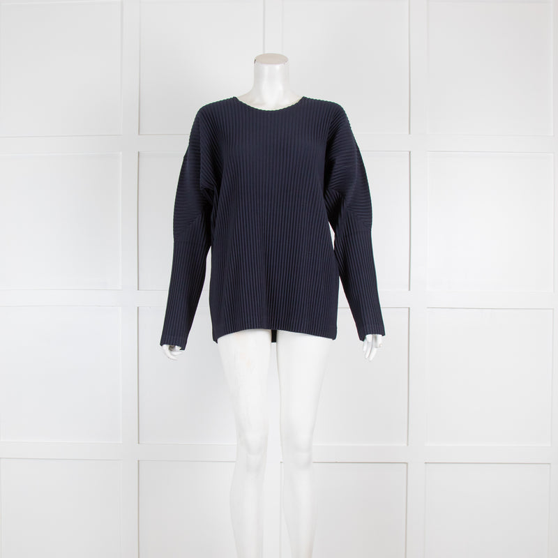 Issey Miyake Pale Navy Pleated Top