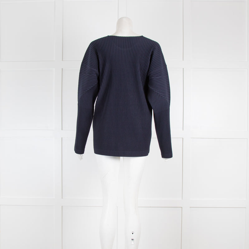 Issey Miyake Pale Navy Pleated Top