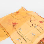 Salvatore Ferragamo Orange Floral Beaded Trim Silk Scarf