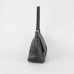 Fendi Black Grainy Leather Selleria Mama Baguette Bag