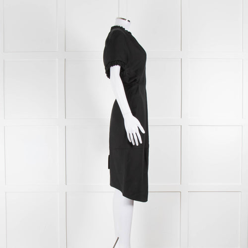 Victoria Beckham Black Elasticated Trim Short Sleeve Dress