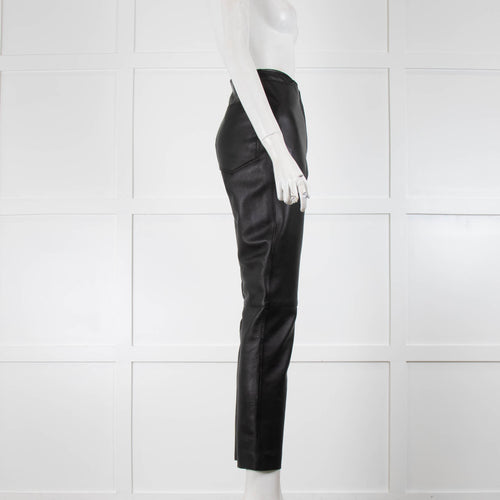 Toteme Black Leather Straight Trousers