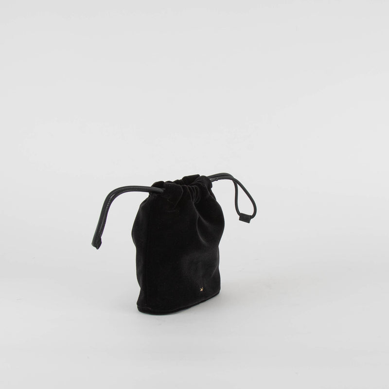 Anya Hindmarch Black Velvet Drawstring Evening Bag