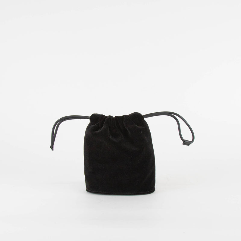 Anya Hindmarch Black Velvet Drawstring Evening Bag