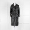 Nanushka Black Faux Croc Leather Hooded Coat