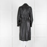 Nanushka Black Faux Croc Leather Hooded Coat