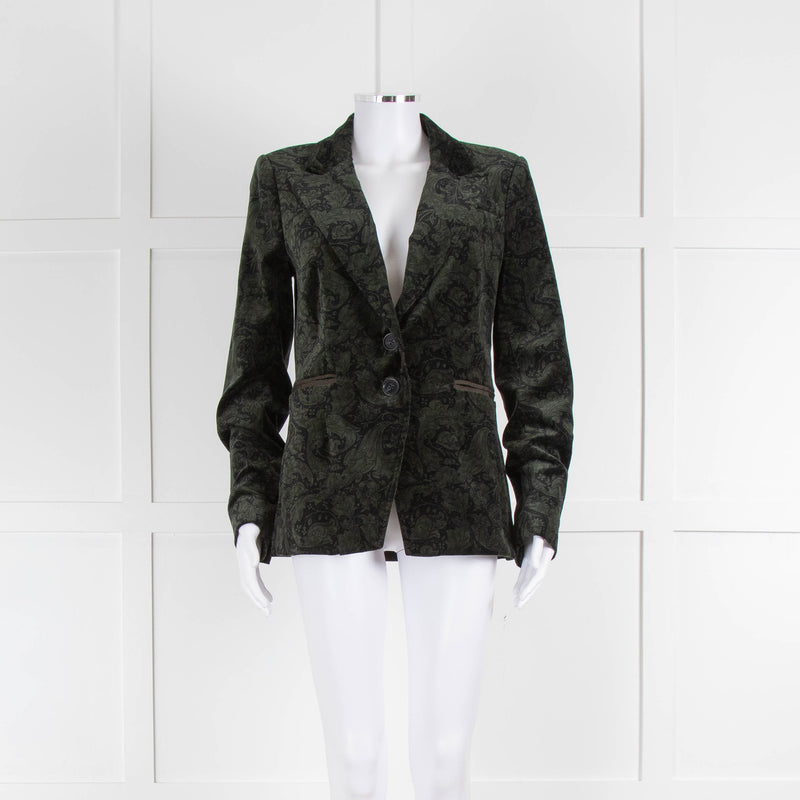 Morris & Co x Paige Green Velvet Floral Blazer