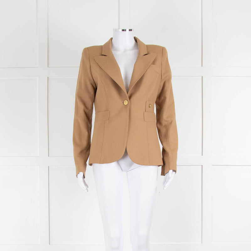 Smythe Camel Tailored Jacket with Gold Buttons