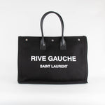 Saint Laurent Black Rive Gauche Canvas Tote Bag