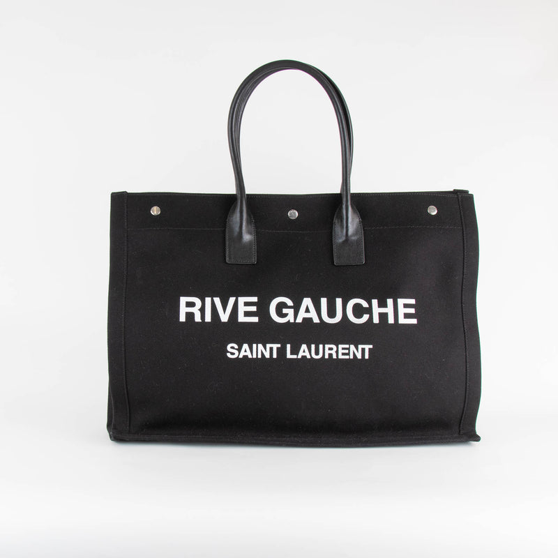 Saint Laurent Black Rive Gauche Canvas Tote Bag