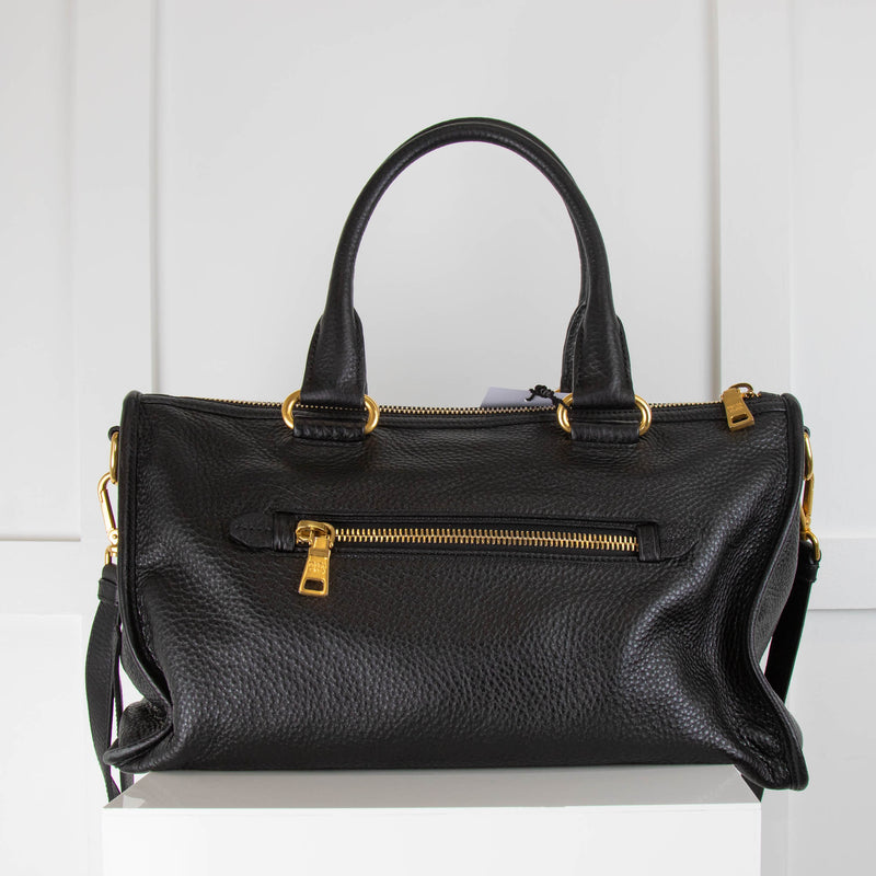 Prada Black Grainy Leather Tote Bag