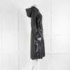 Nanushka Black Faux Croc Leather Hooded Coat