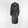 Nanushka Black Faux Croc Leather Hooded Coat