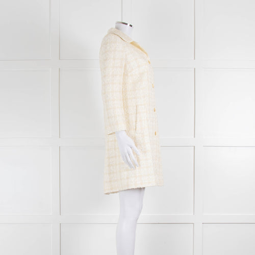 Dolce & Gabbana Cream Boucle Coat with Peter Pan Collar