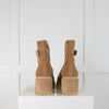 Russell & Bromley Beige Suede Chunky Heel Boots