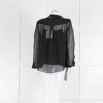 Diane Von Furstenberg Black Silk Tie Neck Blouse