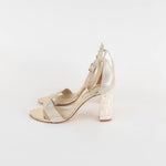 Freya Rose Cream Ankle Strap Sandal With pearlised Heel
