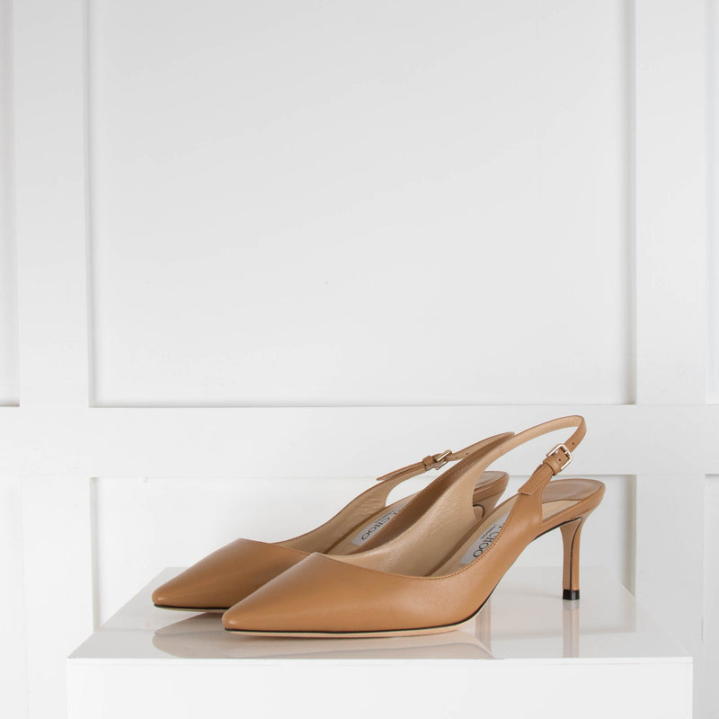 Jimmy Choo Beige Leather Slingback Heeled Shoes