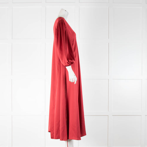 Stine Goya Red Satin Marlen Midi Dress