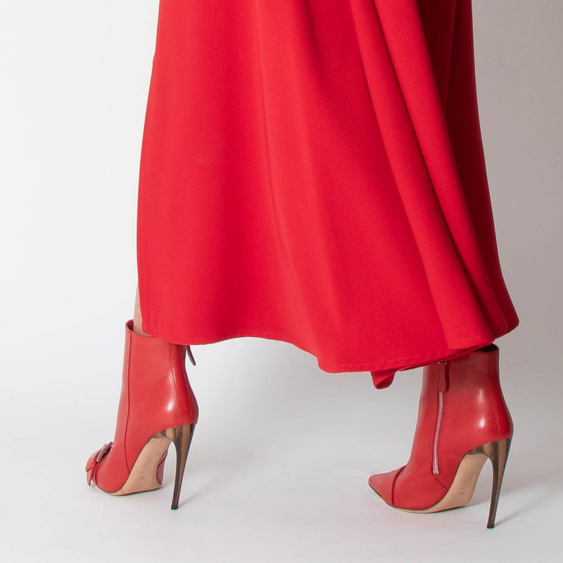 Alexander McQueen Red Zip Up High Heel Ankle Boot