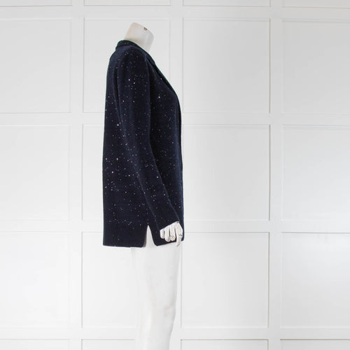 Amina Rubinacci Navy Cardigan with Silver Sequins