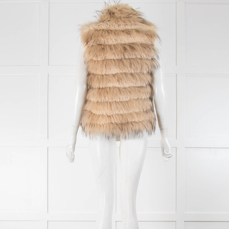 Alice + Olivia beige Fur Zip Up Gilet