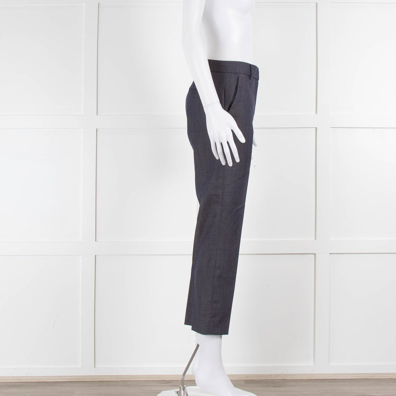 Max & Co Blue Denim Look Wool Slim Leg Trousers