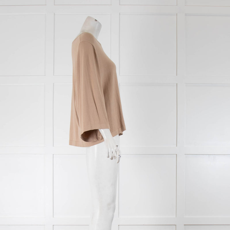 Weekend Max Mara Beige Cropped Wide Sleeve Top