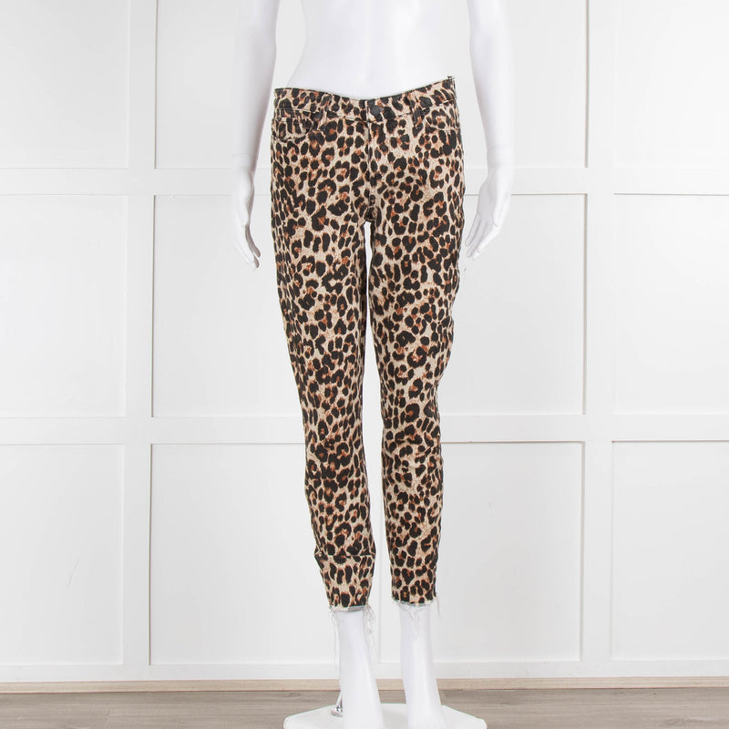 Paige Leopard Frayed Hem Jeans