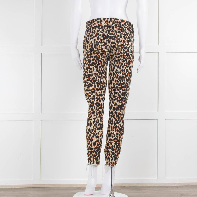 Paige Leopard Frayed Hem Jeans