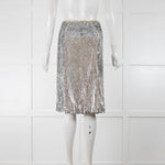 J Crew Silver Sequins Midi Skirt