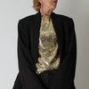 Galvan London Gold Sequin Top With Back Zip