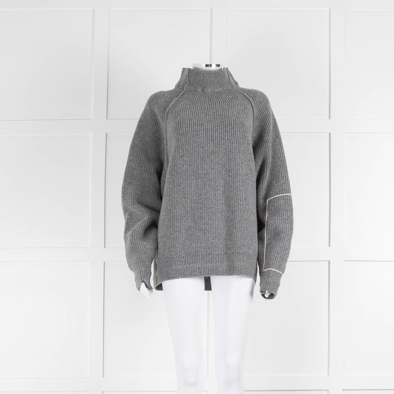 Victoria Beckham Grey Ribbed Turtleneck Jumper