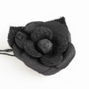 Chanel Black Fabric Tweed Detail Camellia Brooch