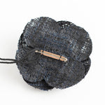 Chanel Navy Blue Tweed Middle Fabric Detail Camelia