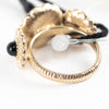Chanel Gold Black Stones CC Logo Ring
