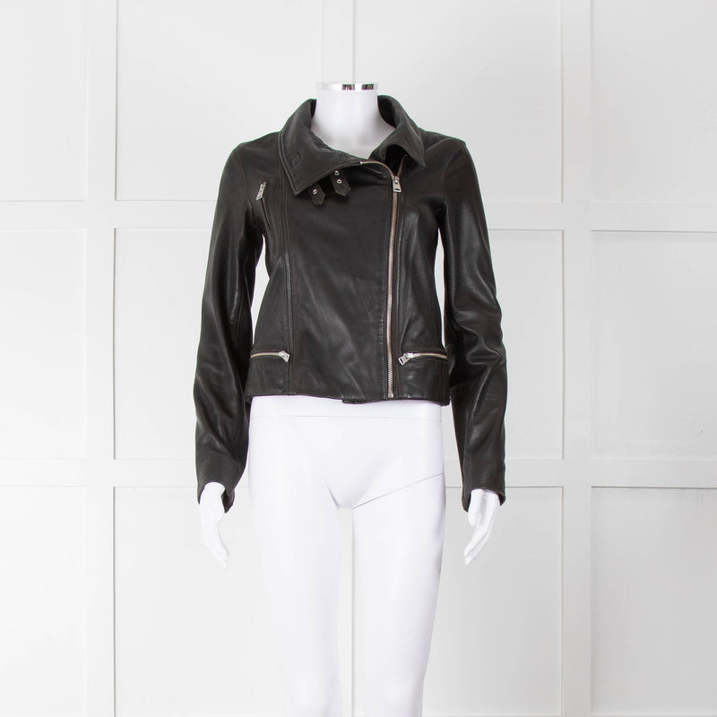 All Saints Black Side Zip Leather Jacket