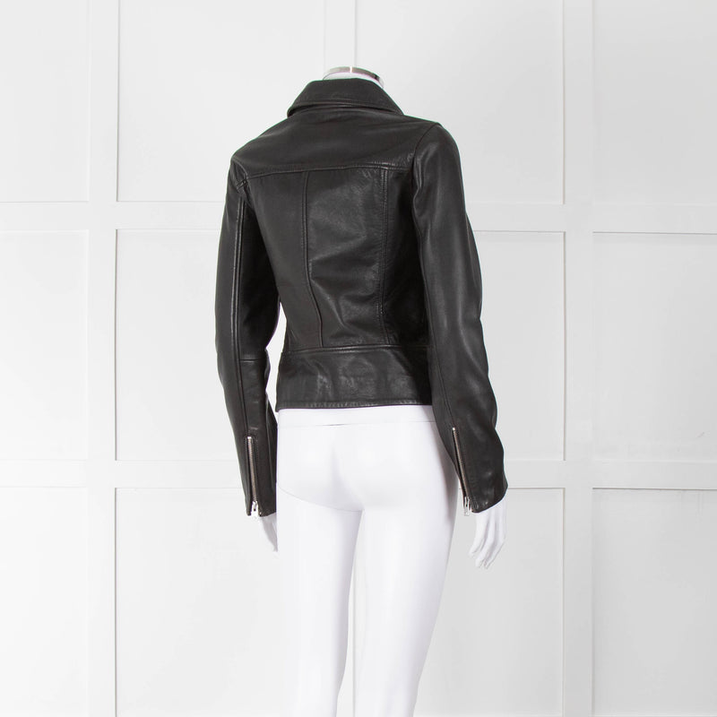 All Saints Black Side Zip Leather Jacket