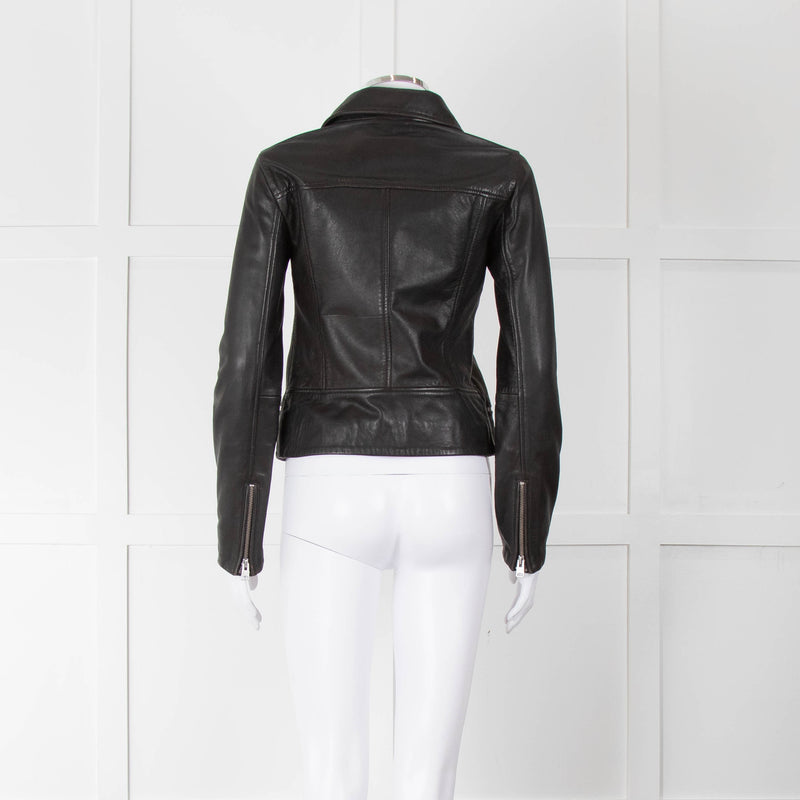 All Saints Black Side Zip Leather Jacket