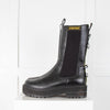 Fendi Black Logo Jacquard-Trimmed Leather Chelsea Boots