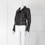 All Saints Black Side Zip Leather Jacket