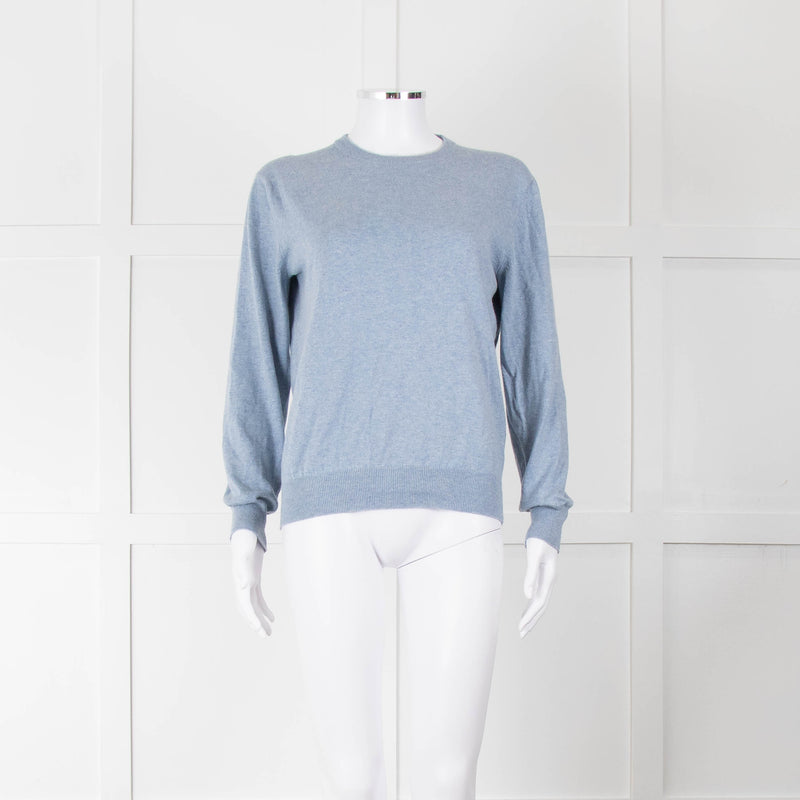 Anglo - Italian Pale Blue Cashmere Cotton Blend Sweater