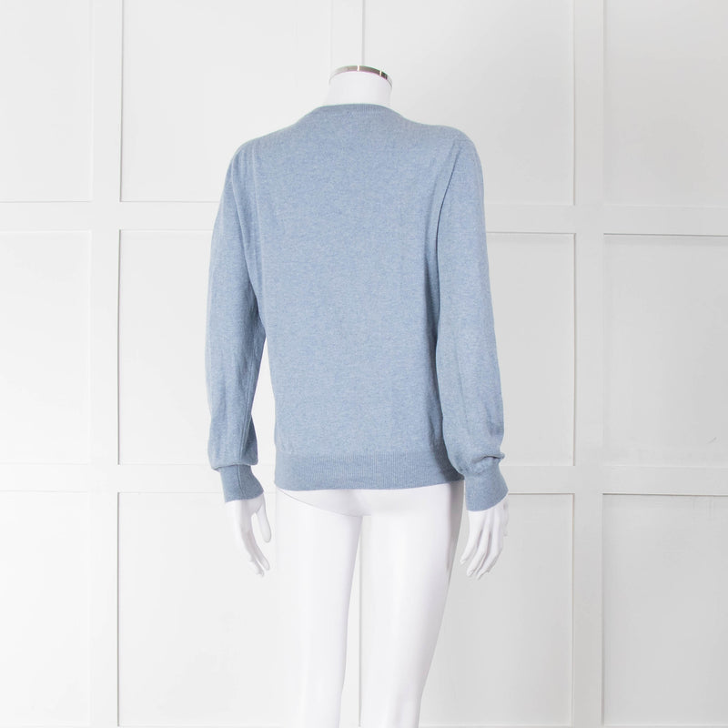 Anglo - Italian Pale Blue Cashmere Cotton Blend Sweater