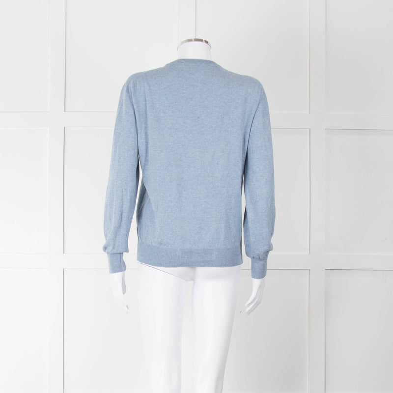 Anglo - Italian Pale Blue Cashmere Cotton Blend Sweater