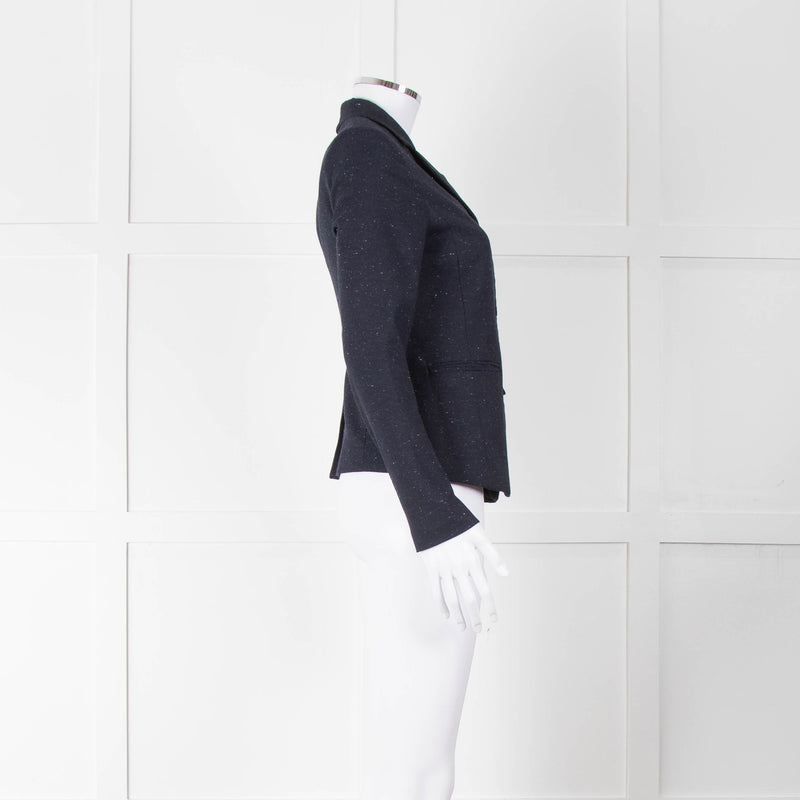 Hope Navy Blue White Flex Single Breasted Jacket